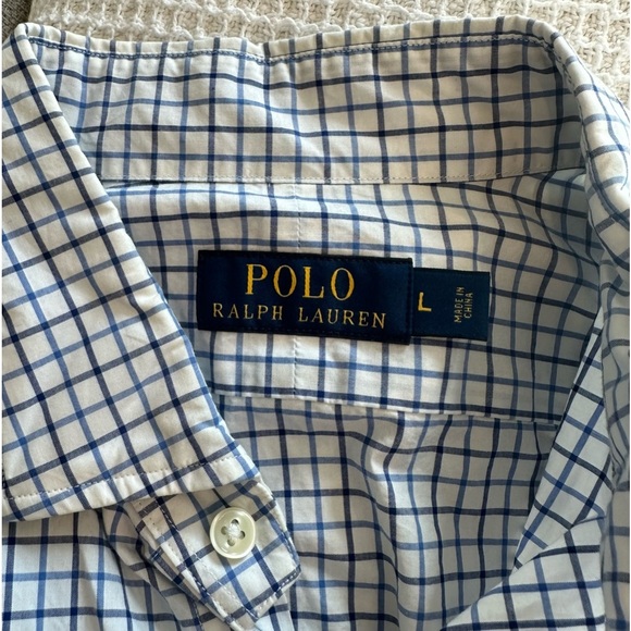 Ralph Lauren Blue Label Men’s Button down shirt plaid blue size Large - Picture 4 of 8